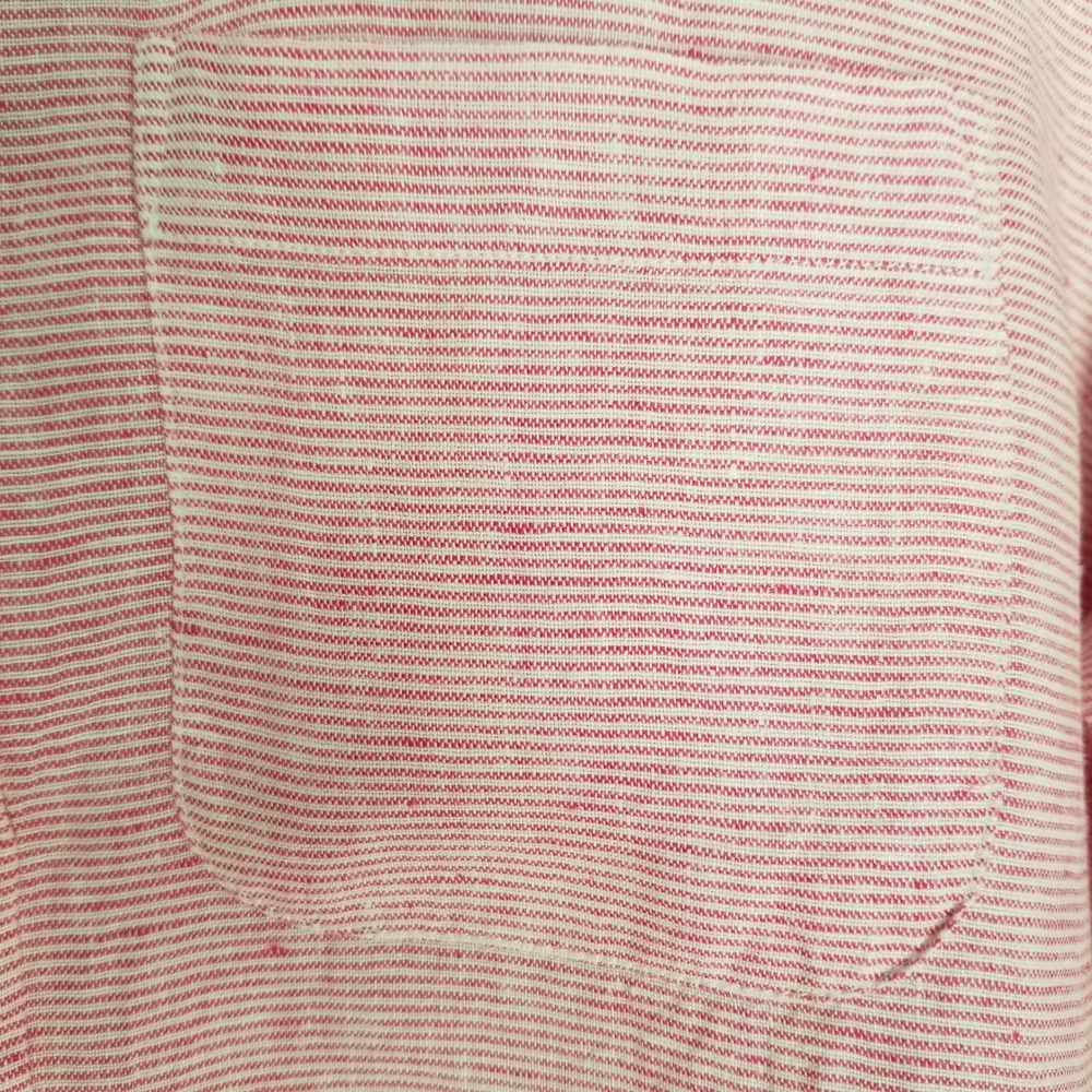 Abercrombie & Fitch Mens 100% Linen Long Sleeve Shirt Pink Stripe M Button Down - Picture 11 of 13